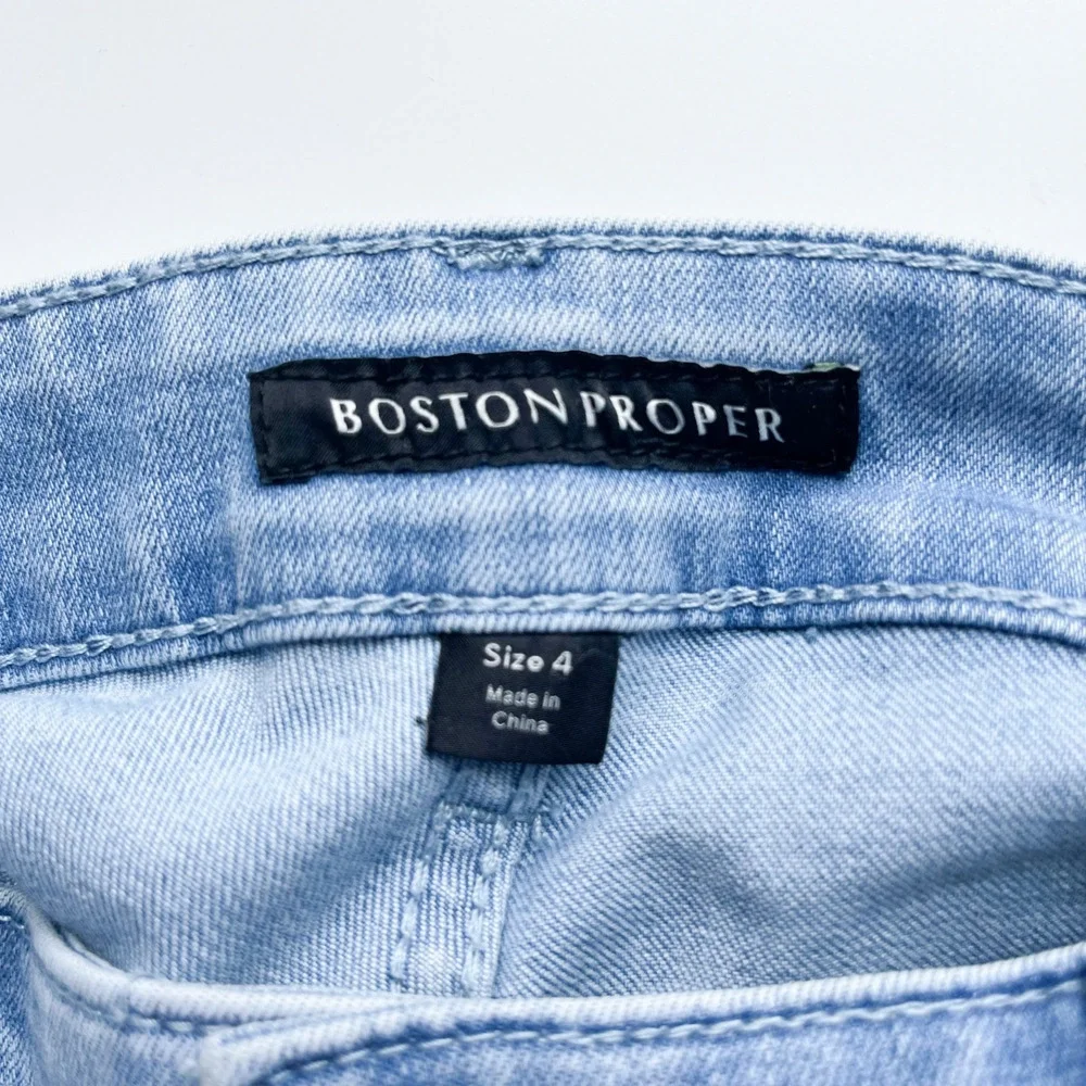 Boston Proper Cropped Denim‎ Jeans High Rise Wide Leg Light Wash Womens 4